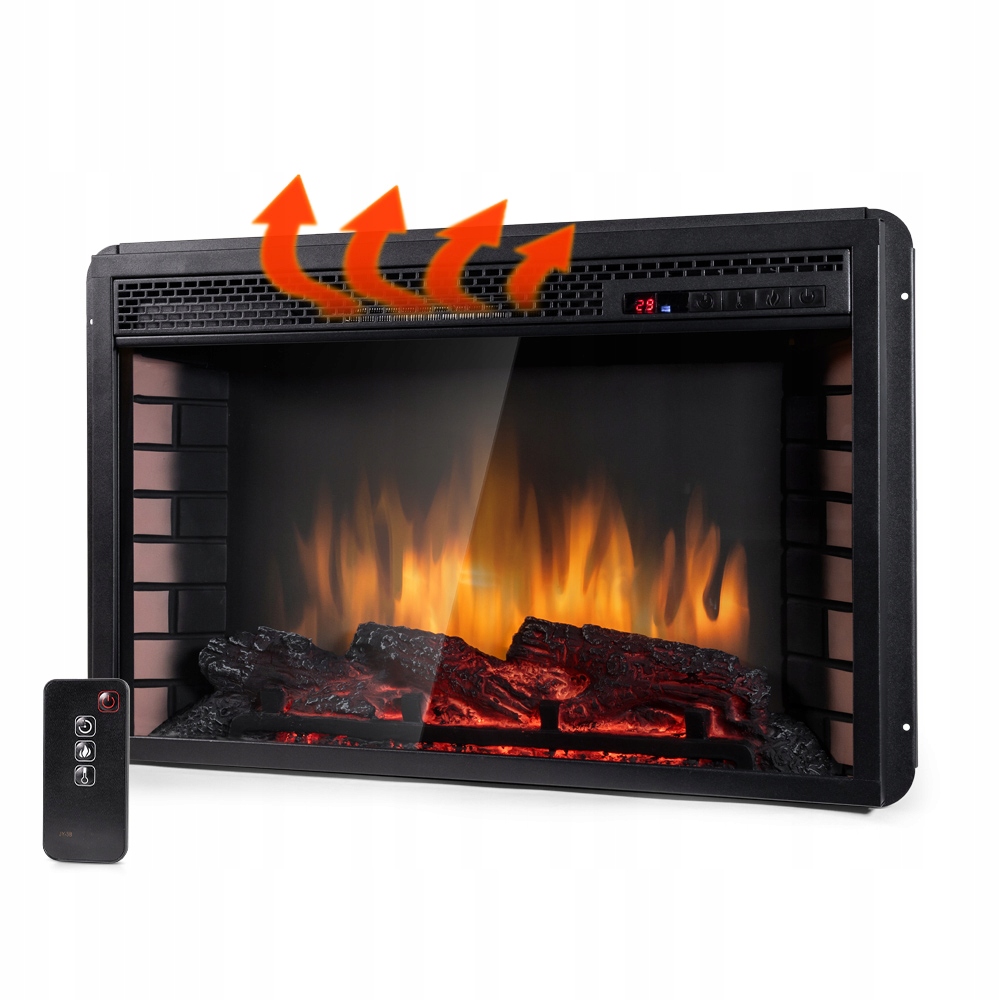 Vstavaný krb s funkciou vykurovania, elektrický Termofol čierny 1800 W 62,8 x 44 x 20,2 cm